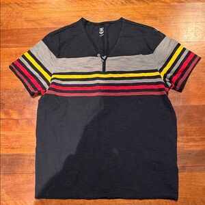 INC International Concepts Men's Striped Tee in Black and Red
